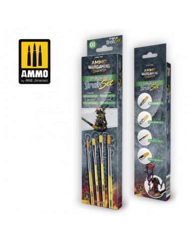 AMMO WARGAMING UNIVERSE - SET DE PINCELES DRY BRUSH PARA TIERRA