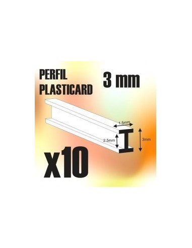 PERFIL PLASTICARD DOBLE-T 3mm (x 10)