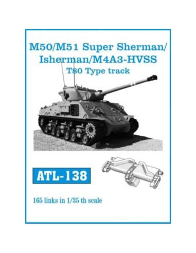 1/35 Orugas metálicas M/50 M/51 Super Sherman / Sherman / M4A3 -HVSS Orugas tipo T-80