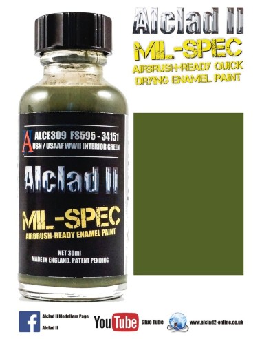 ALCLAD II MIL-SPEC ALCE309  PAINT "INTERIOR GREEN USN / USAF WWII" (30 ML)