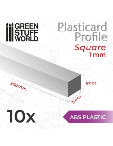 PERFIL PLASTICARD BARRA CUADRADA 1mm (x10)