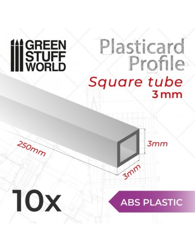 PERFIL PLASTICARD TUBO CUADRADO 3 mm