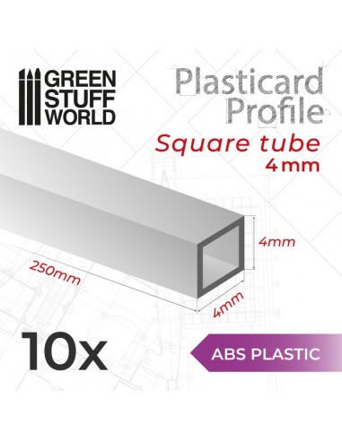 PERFIL PLASTICARD TUBO CUADRADO 4 mm