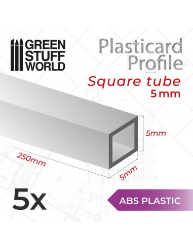 PERFIL PLASTICARD TUBO CUADRADO 5 mm