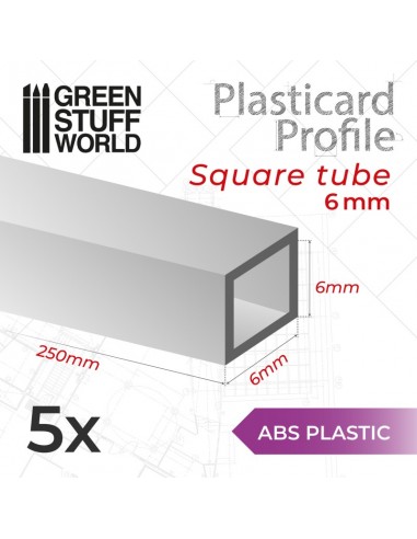 PERFIL PLASTICARD TUBO CUADRADO 6 mm